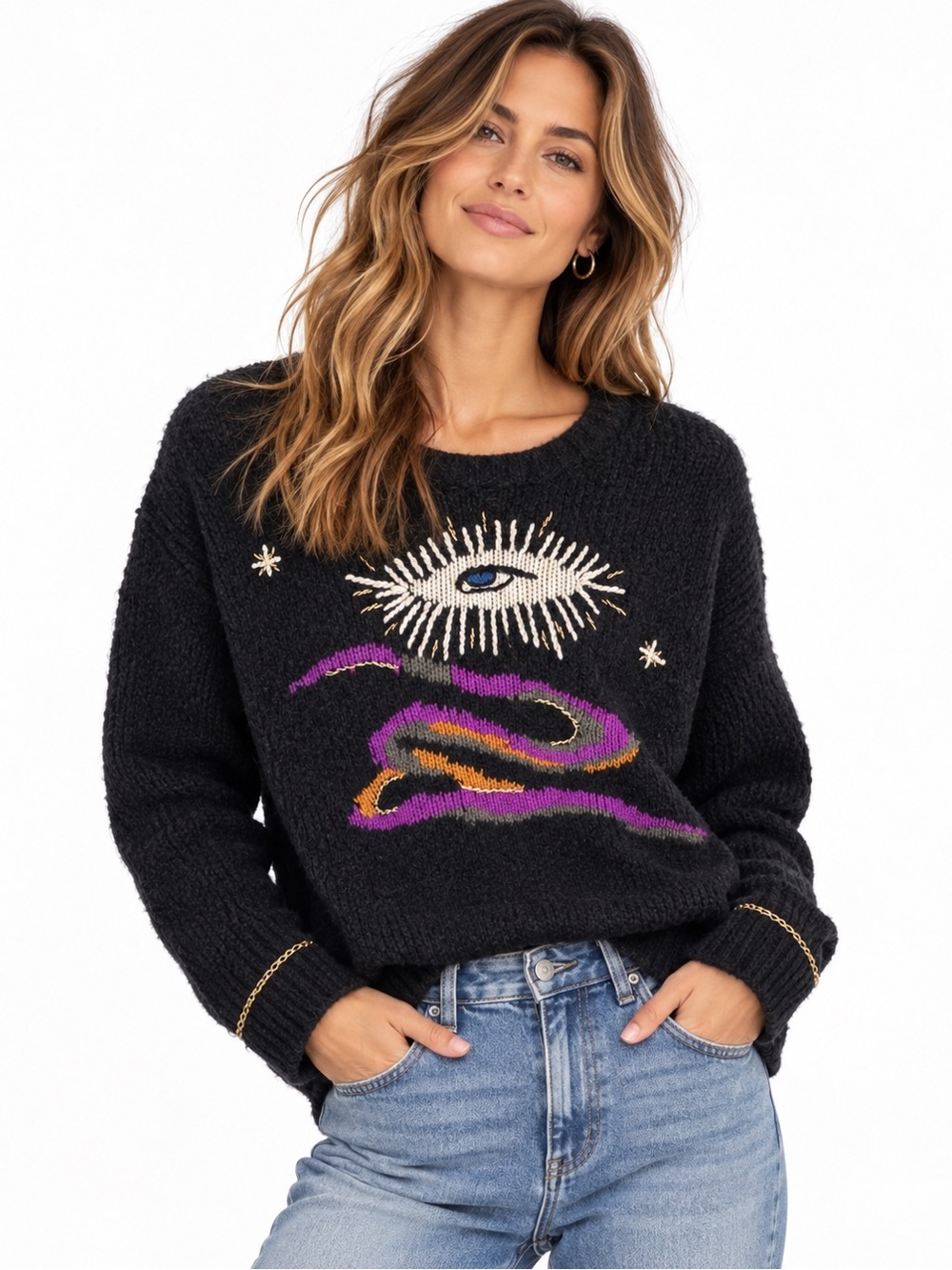 Raquel Allegra- Tarot Diana Pullover Sweater- Alpaca & Wool Blend- Black
